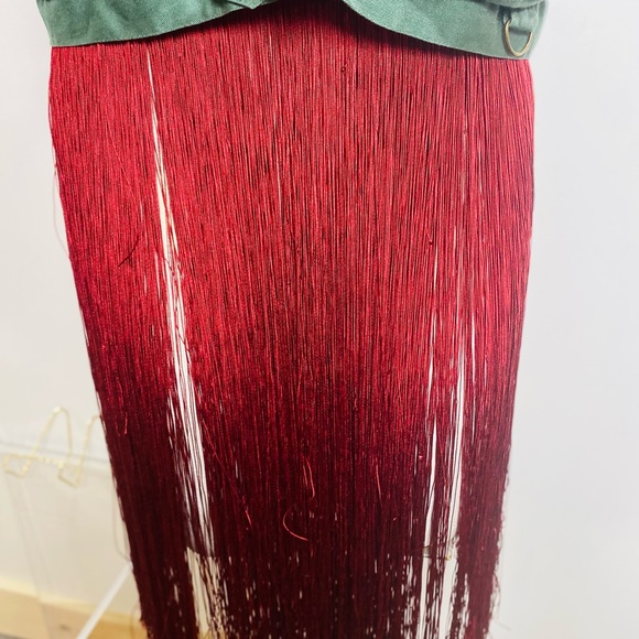 Very Rare Burgundy silk Fringe Skirt - Picture 5 of 6